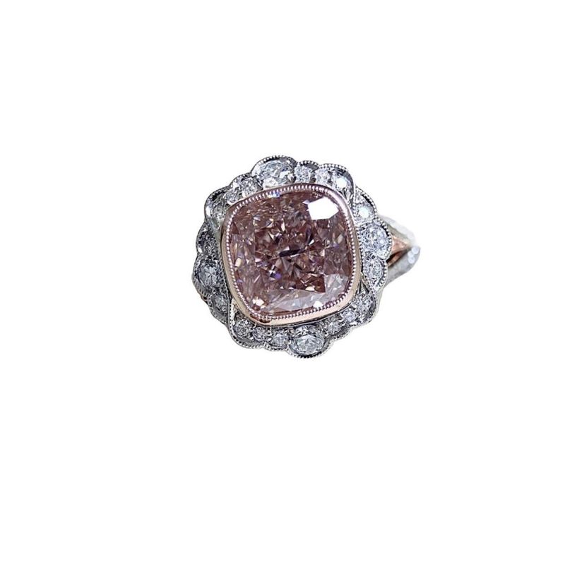 Pink Moissanite Diamond Women's Popular Engagement Proposal Ring_voghion.com