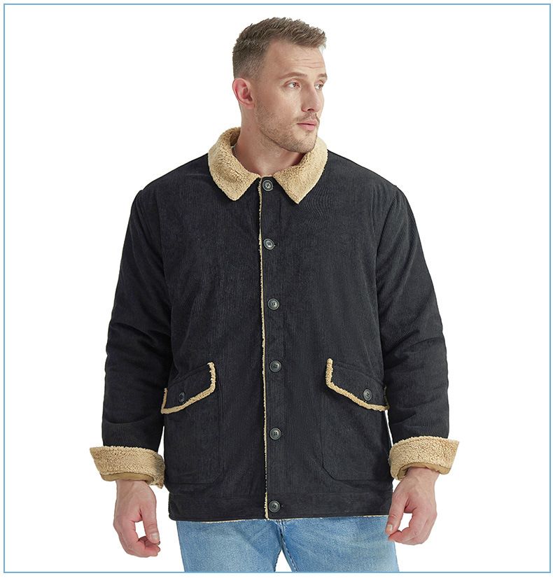 Men's Plus-Size Corduroy Winter Jacket – Lambswool-Lined Thick Coat For Cold Weather_voghion.com