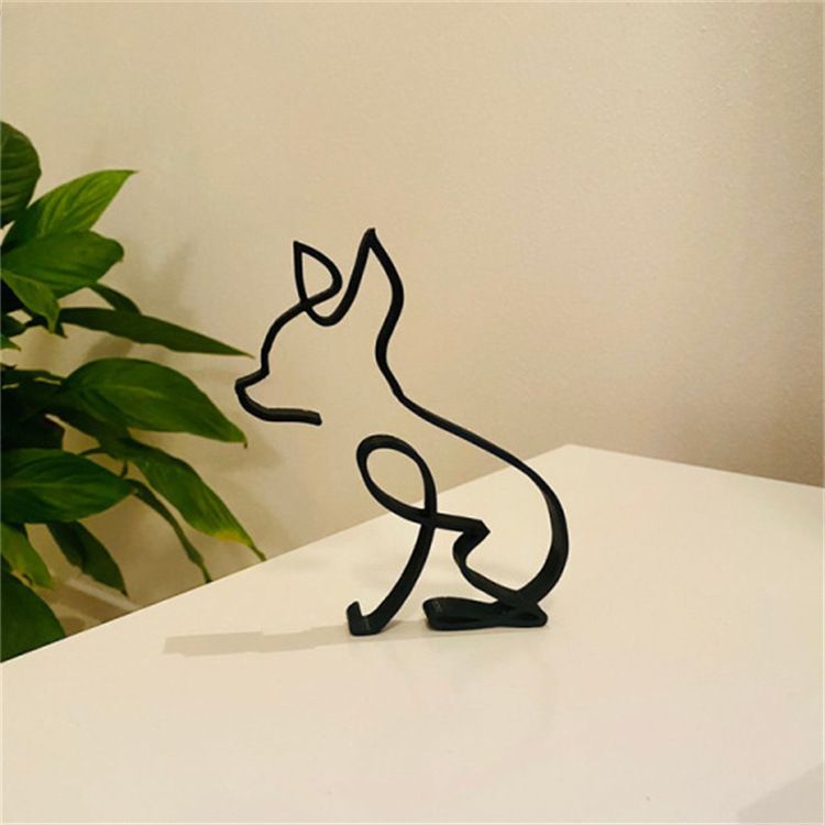 Păpușă Pomeraniană stație independentă MinimalistArtsculpture câine artă minimalistă sculptură animală ornamente_voghion.com