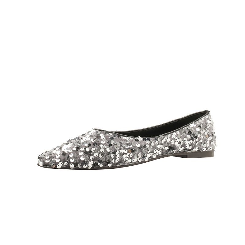 H567-1 Glänzende Pailletten, flache, lässige, vielseitige Loafer mit weicher Sohle, High-End-Design-Schuhe für Damen_voghion.com