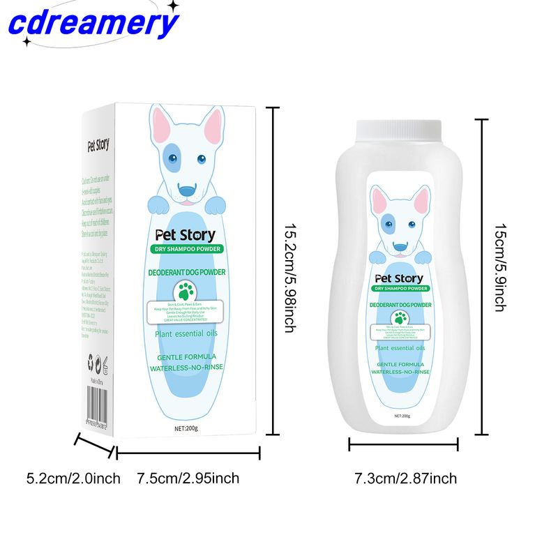 1 polvere per la toelettatura senza risciacquo per cani, gatti, criceti e conigli, tutto in uno, formula detergente senza risciacquo con profumo fresco._voghion.com