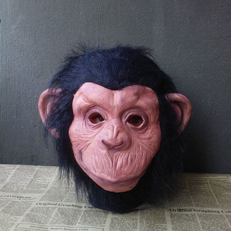 Maschera da scimmia animale con cappuccio da gorilla per Halloween e orrore, motivo: carino Wukong_voghion.com