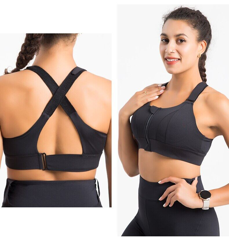 SUPERFLOWER Fiess-Training Donna Taglie forti VelcroPush Up Allenamento Palestra Antiurto Crop Top Cerniera anteriore regolabile Sport_voghion.com
