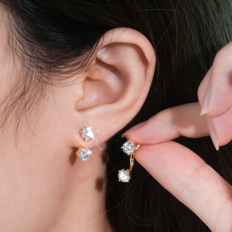 Modischer personalisierter Mosonit mit Sterling Silber, kleine und hochwertige Luxus-Ohrringe_voghion.com