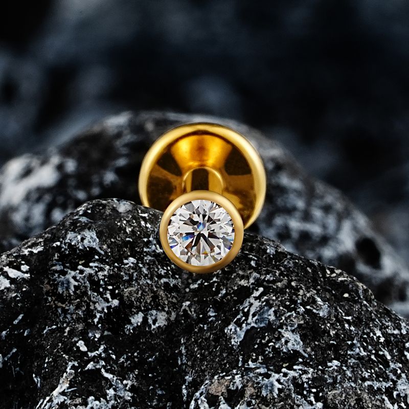 Orecchino a fondo piatto in titanio ASTM F136 da 2/2,5/3/4 mm con zirconi cubici, 16 g, per cartilagine, trago, elica, naso, labret, piercing, gioielli_voghion.com