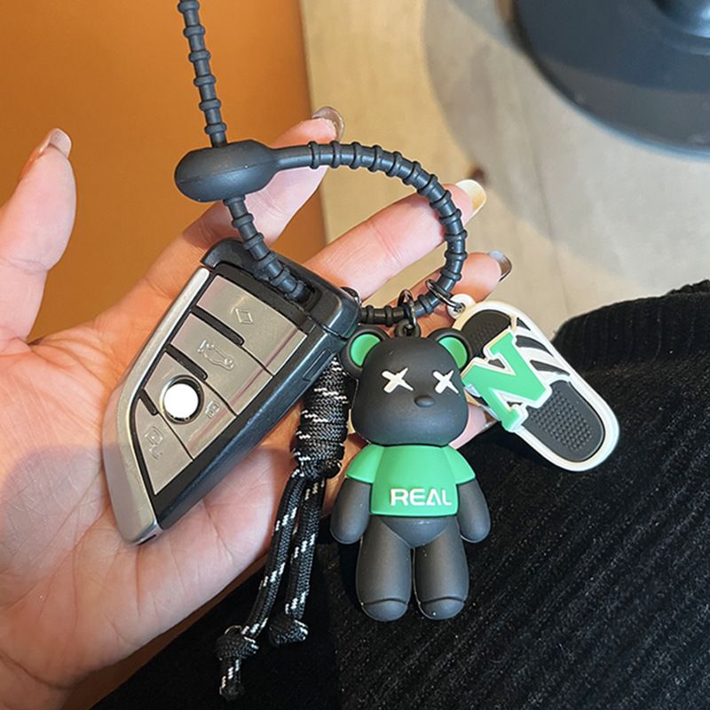 Trendy Cool Hausschuhe Bär Schlüsselanhänger Personalisierte Paar Autoschlüssel Anhänger Exquisite Puppe Plüsch Rucksack Dekoration Für Männer_voghion.com