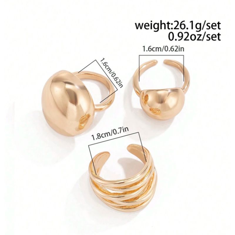Irregular Smooth Open Jewelry Geometric Metal Style Lava Line Rings_voghion.com
