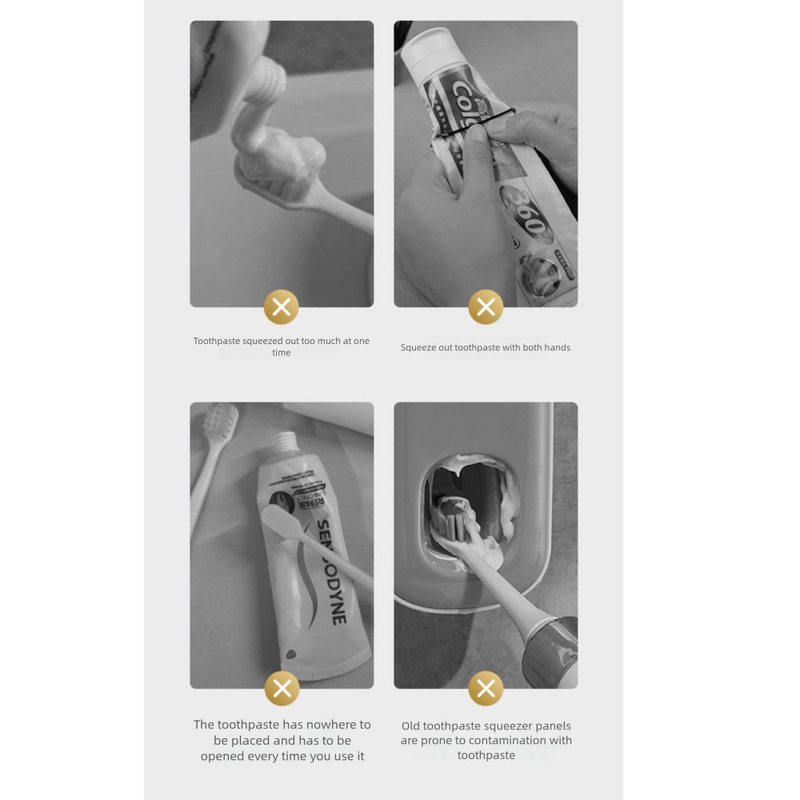 Dispensador automático de pasta de dientes, sistema de cepillado higiénico de un solo toque, montaje en pared, diseño de baño europeo, ahorro de espacio_voghion.com