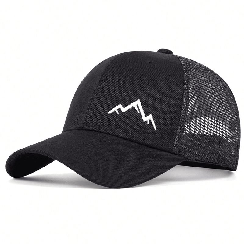 Gorras de red de béisbol con bordado de montaña unisex, sombreros informales ajustables para primavera y verano, sombrero con protección solar_voghion.com