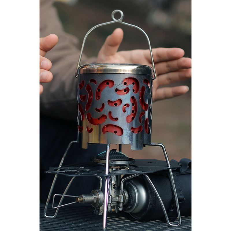 Outdoor multifunctional head camping mini stainless steel water stove infrared heating grill hood_voghion.com