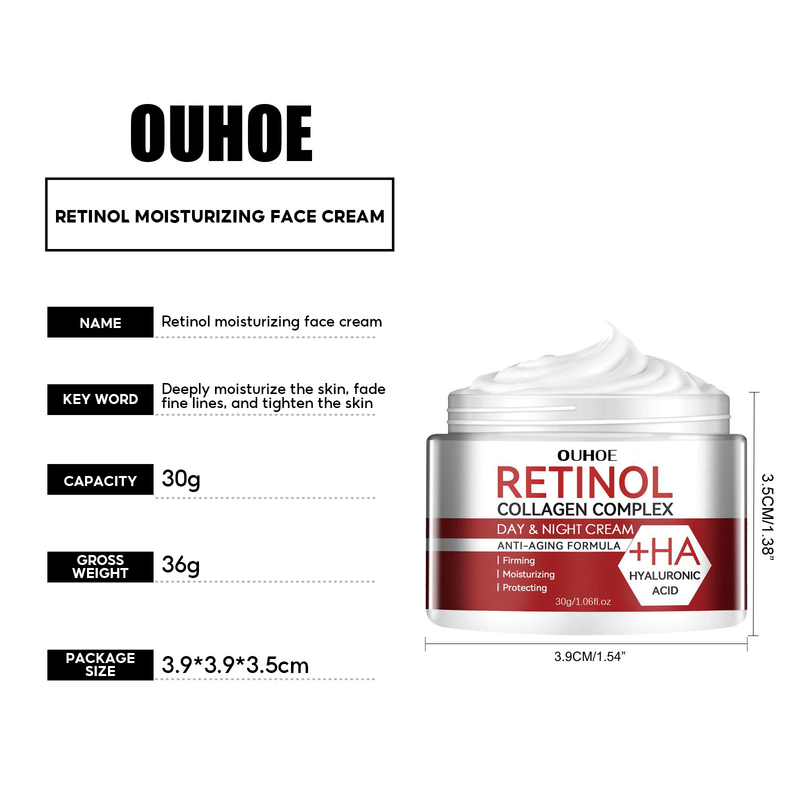 Crema al retinolo Crema antirughe originale Creme antietà per il viso Rassodante Pori Collagene Liscio Sbiancamento Idratante Cura della pelle_voghion.com