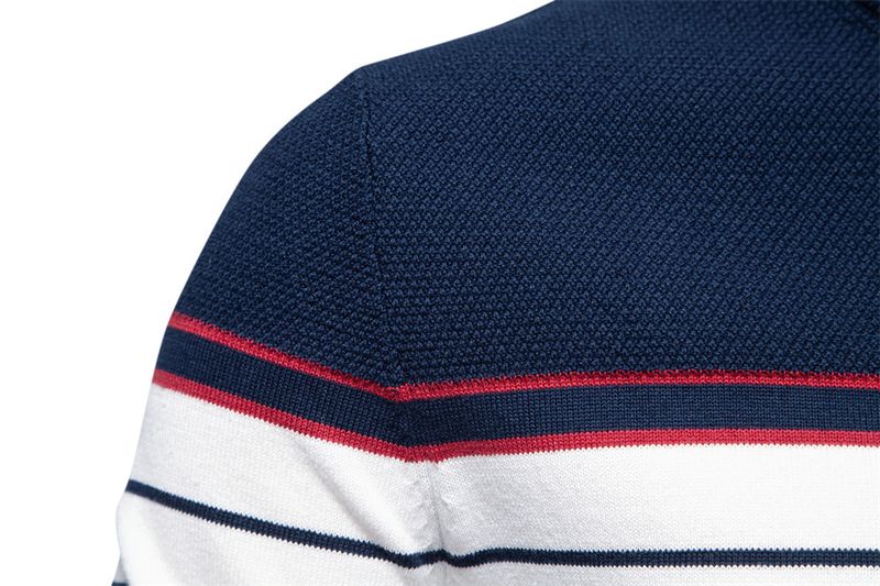 Men's Clothing New Striped Color Matching Long Sleeved Men's Knitted Sweater Fashionable Round Neck Men's Casual Sweater_voghion.com