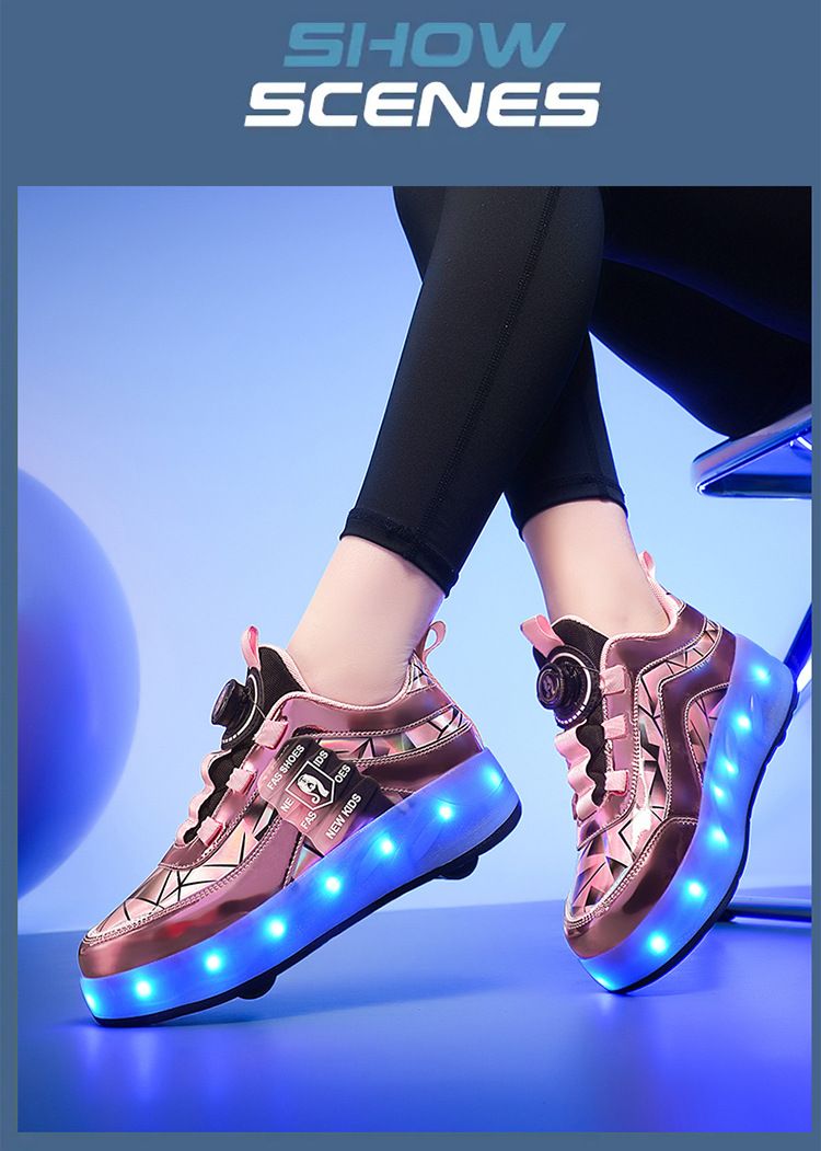 Kids Shoes New running shoes, girls' roller skates, small four-wheel detachable walking invisible luminous shoes_voghion.com