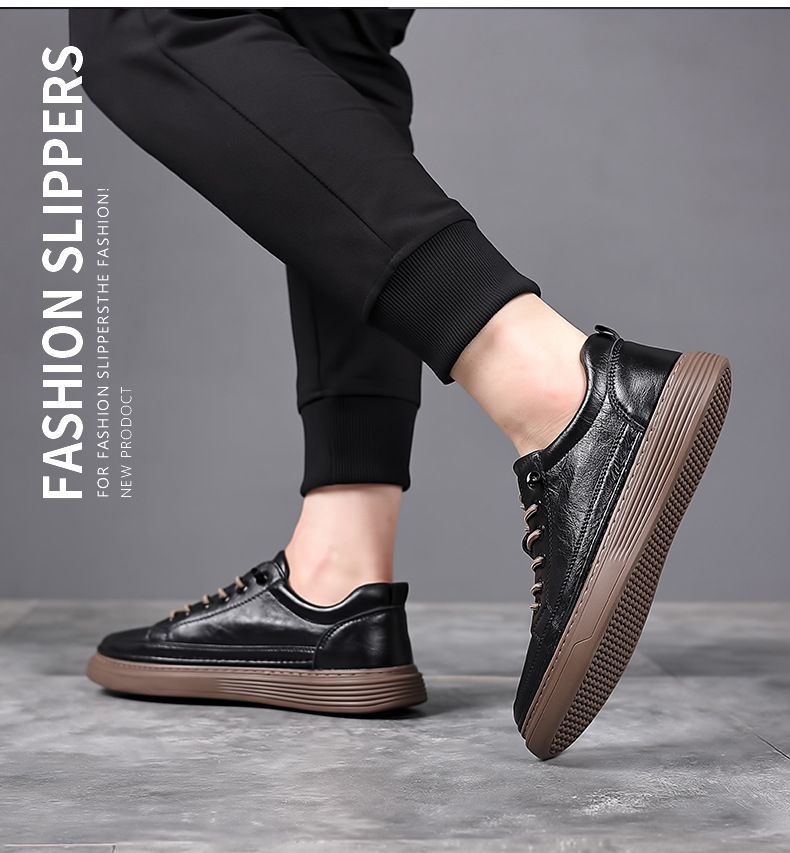 Glide Herren-Sneaker aus echtem Leder, Frühjahr/Herbst 2023 – Trendige Sneaker mit weicher Sohle, sportlich, lässig und vielseitig._voghion.com