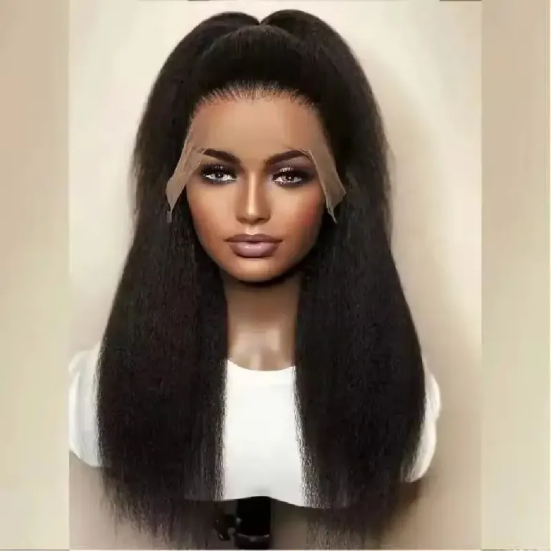 Äkta HD Lace Front Yaki Rak Peruk 13*4 Lace Frontal Äkta Hår Peruker_voghion.com