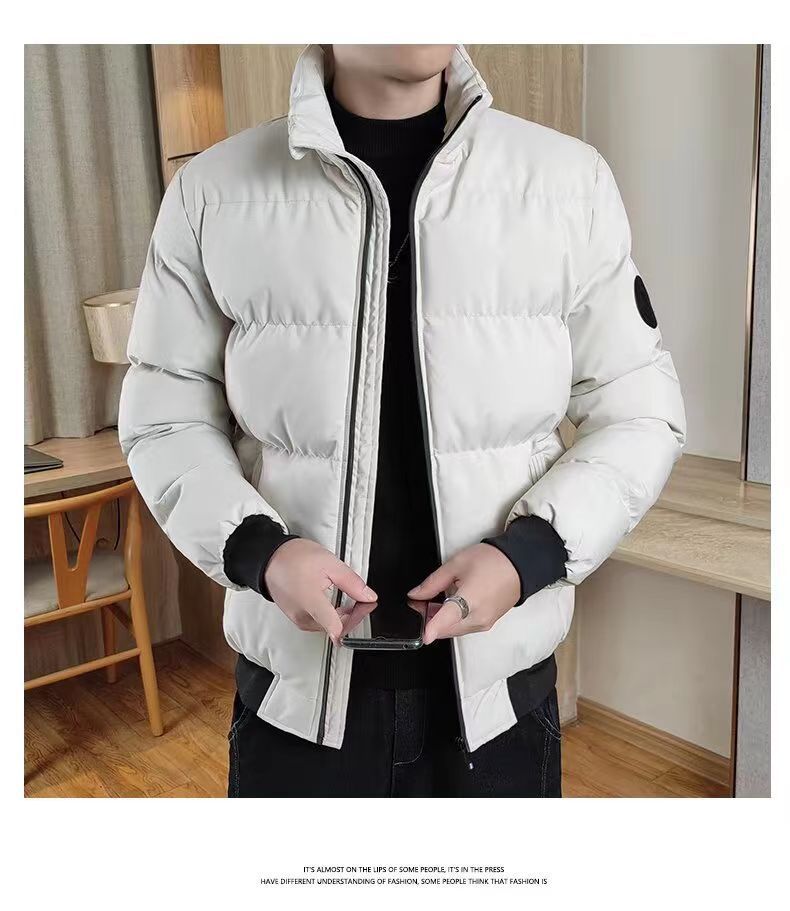 Giacca imbottita da uomo con emblema della tigre - Cappotto invernale con collo alto e imbottitura in poliestere spesso, capospalla slim fit con cerniera per il freddo_voghion.com