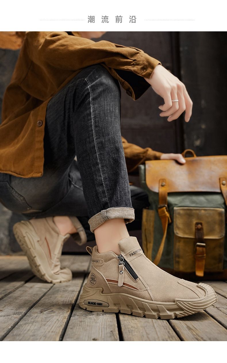 WalkPrime 2025 Herbst/Winter 2025 High-Top Martin Britischer Stil Kurzer Trendiger Arbeitsschuhe Lederstiefel Günstige Herrenschuhe_voghion.com