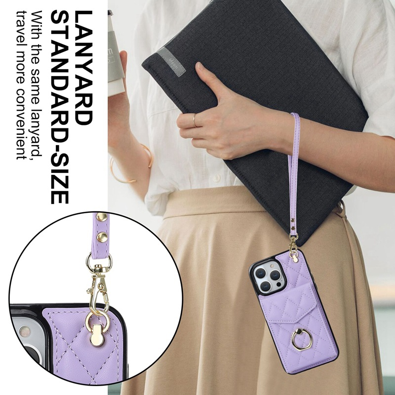 Suitable For IPhone 15 ProMax Ring, Small Fragrant Wind Organ Bag, Phone Leather Case, Samsung S24 Multi Card Hanging_voghion.com