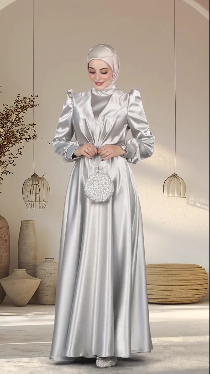 Women's Clothing New Temperament Satin Evening Dress Robe Long Muslim Burqa Dress Female_voghion.com