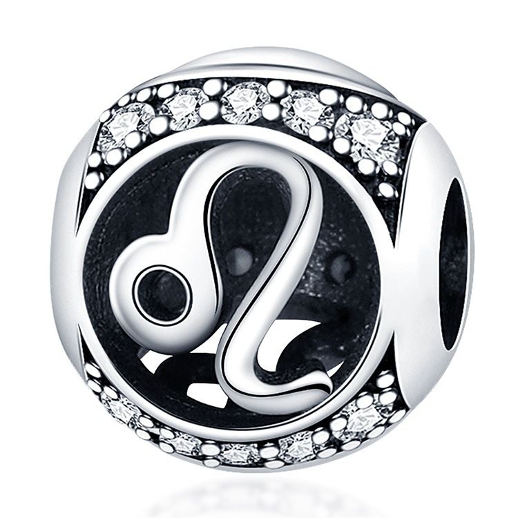 Pingente de prata banhado a cobre branco para mulheres, pulseira com pingente de doze constelações, acessórios de joalheria faça você mesmo, pulseira e colar_voghion.com