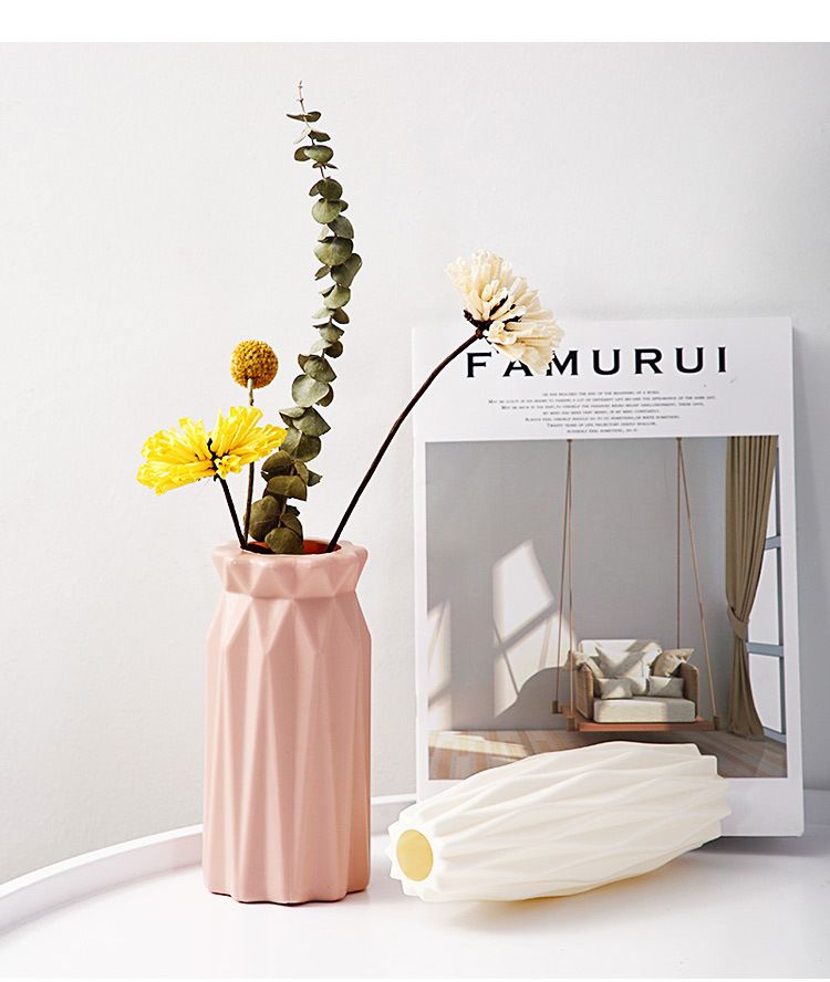 Plastic vaas in Scandinavische stijl - onbreekbare bloemenvaas voor de woonkamer, minimalistische decoratieve vaas voor woondecoratie (set van 2)_voghion.com
