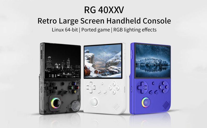 40XX V Handheld Console, 4.0 Inch IPS Screen With 16 Colors RGB Colorful Light Control Joystick, Linux System Games_voghion.com