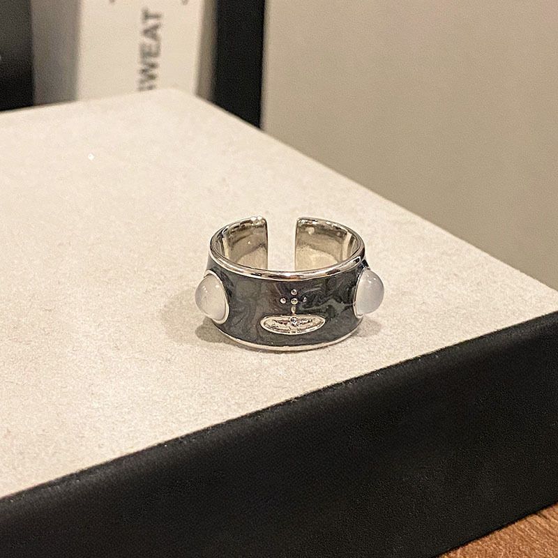 Anello da donna vintage con occhio di gatto ovale scuro, unico e alla moda, stile hip hop, impilabile, con farfalla_voghion.com