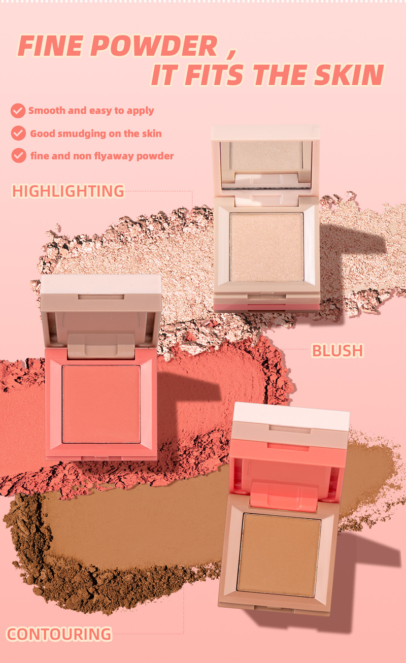 Carina QIBEST3 in 1 Gesichts-Make-up-Box Hochglanz-Rouge Perle polarisiert dreidimensionale matte natürliche nicht fliegende Puderauge_voghion.com