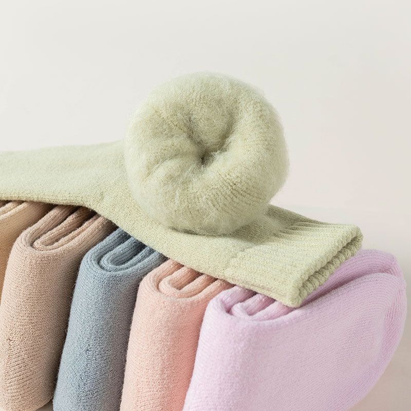 New winter socks for women, thickened brushed warm socks, mid tube socks, ladies' confinement socks, floor towel socks, mid tube socks_voghion.com