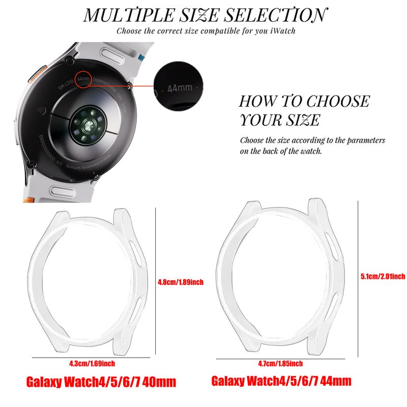 „Samsung Galaxy Watch 4 5 6 7 40mm 44mm“ dėklas, plastikinis, kietas, blizgus, deimantais inkrustuotas dėklas, be stiklo._voghion.com