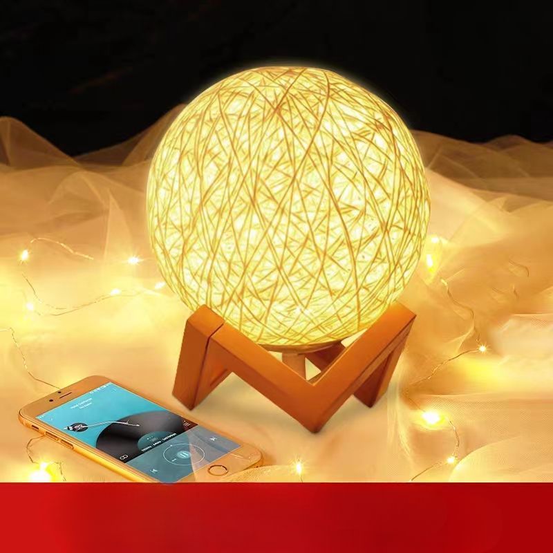 Internet-Berühmtheit Kleine Rattan Kreative Ball Nacht Smart Voice Control Schlafzimmer Dekorative Tischlampe Geburtstagsgeschenk_voghion.com