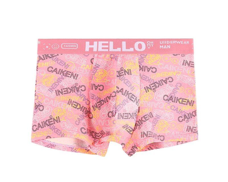 New2024 Fierce Men's Pink Pure Cotton Quadrangle Pants, Flat Corner Shorts_voghion.com
