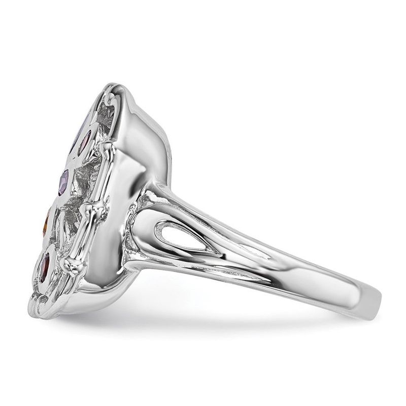 Sterling Silver Rhodium-plated Multi Gemstone Ring_voghion.com