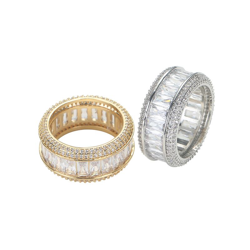 Decorated with copper inlaid zircon T square zirconium for couples, simple and personalized men's ring nightclub_voghion.com