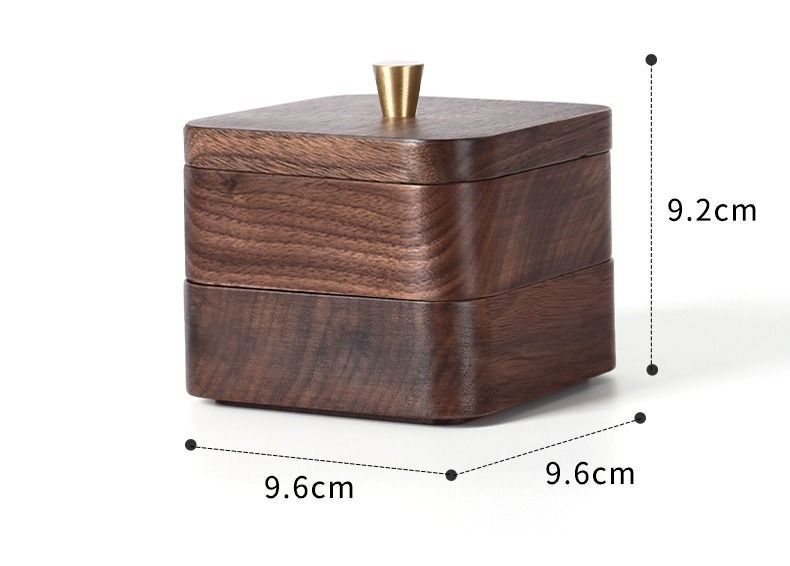 Boîte à fil dentaire en bois massif, boîte de rangement pour cure-dents en bois de noyer noir de style chinois avec couvercle, pour usage domestique_voghion.com