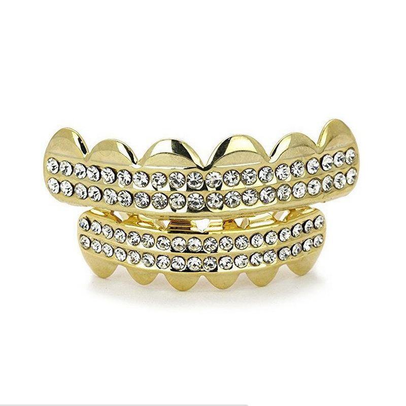 Gioielli Hip Hop per uomo e donna, Grillz placcati in oro con pietre CZ - Design geometrico, taglie 7-11, perfetti per feste, matrimoni e regali_voghion.com