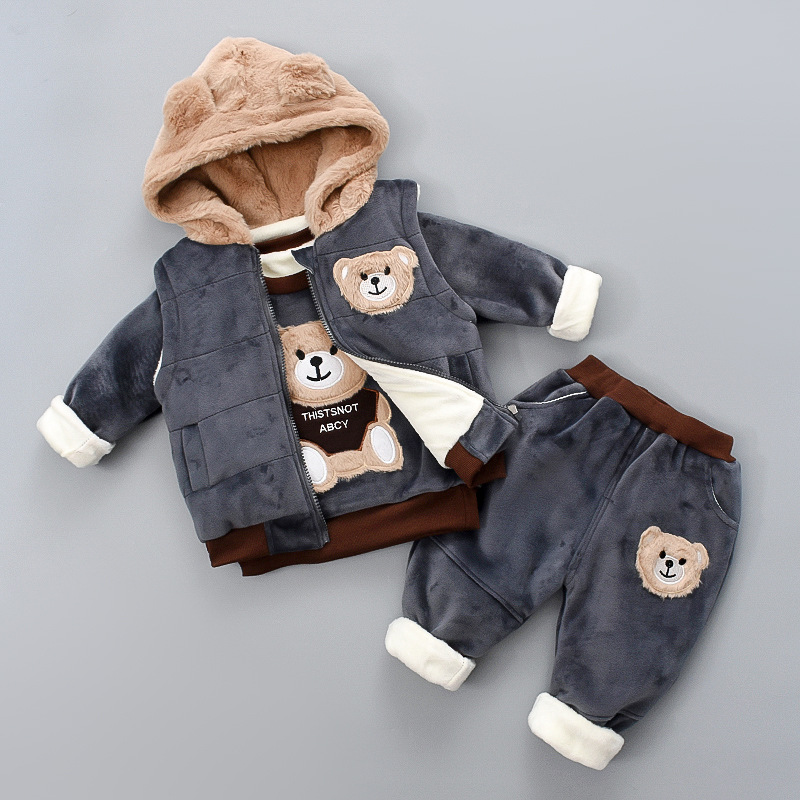 barnkläder Barns vinterjacka i tre delar med vadderad babyjacka plus tjock fleece för pojkar och flickor huvtröja klämma bomull vinterkläder trend_voghion.com