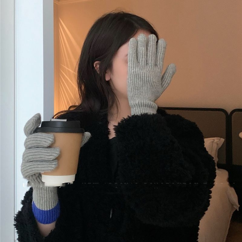 2023 neue koreanische Art gestrickte fingerlose Winterhandschuhe für Frauen Warm Radfahren Kälteschutz Lange Touchscreen Handyhandschuhe_voghion.com