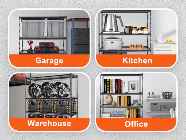 VEVOR Storage Shelving Unit, 5-Tier Adjustable, 2000 lbs Capacity, Heavy Duty Garage Shelves Metal Organizer Wire Rack, Black, 60" L x 24" W x 78" H f_voghion.com