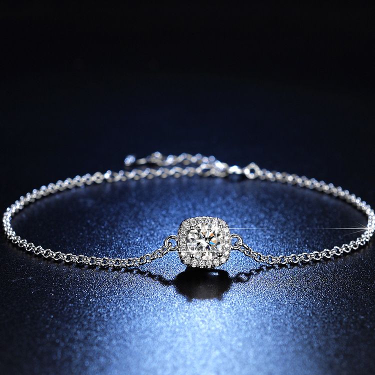 Catena con sei archi a forma di fiocco per donna, semplice braccialetto alla moda con girasole imitato in moissanite_voghion.com