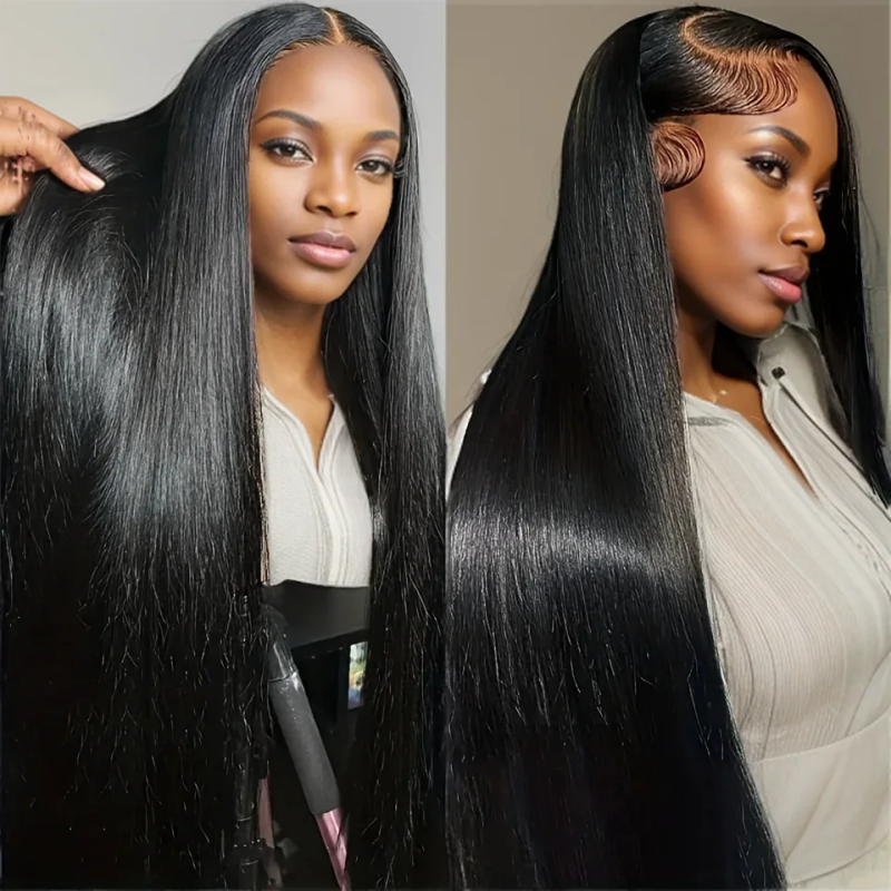 Parrucche per capelli umani con chiusura in pizzo 4x4 trasparente e lisce per donne, capelli brasiliani Remy_voghion.com