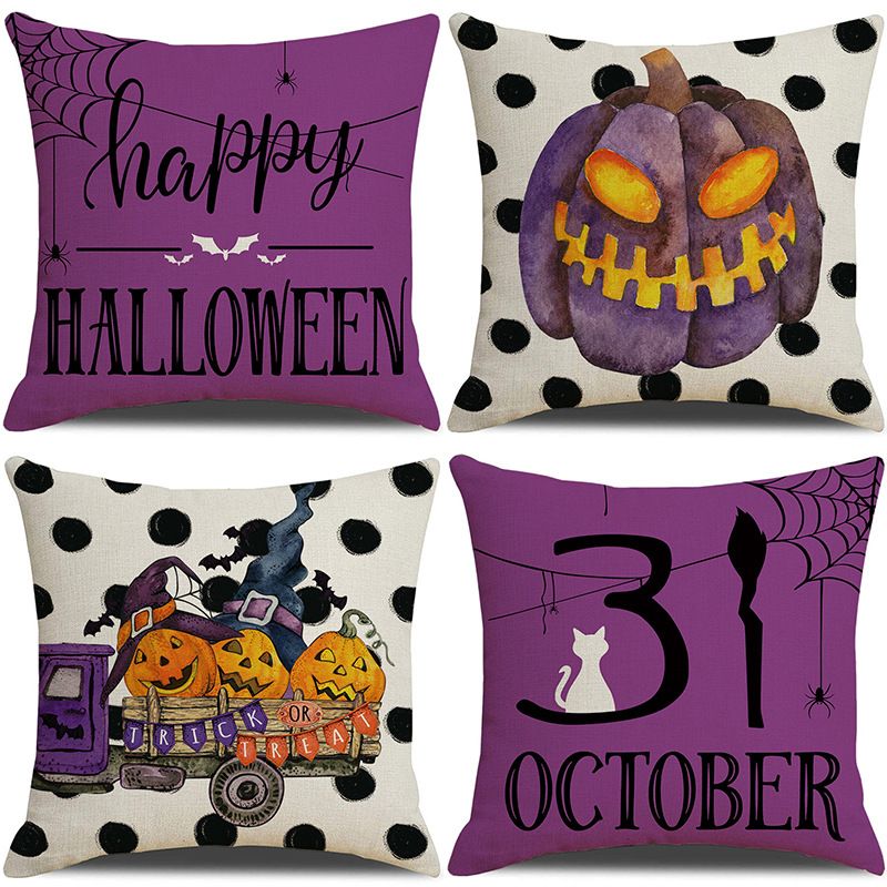 Halloween Dekoration Home Leinen Kissenbezug lustige Kürbiskopf Sofa Kissenbezug Kombination_voghion.com