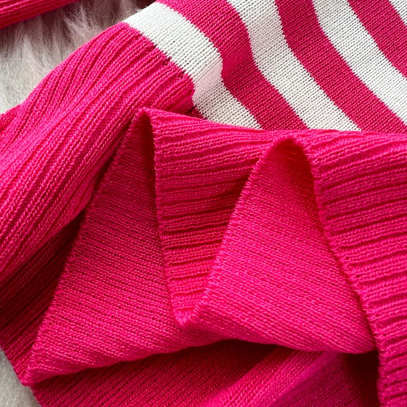 Damenbekleidung im Lazy Style, lockere, kontrastfarbene, gestreifte, langärmelige Strickoberteile für Damen, drapierte Hose mit hoher Taille, lässiger zweiteiliger Anzug für Damen_voghion.com