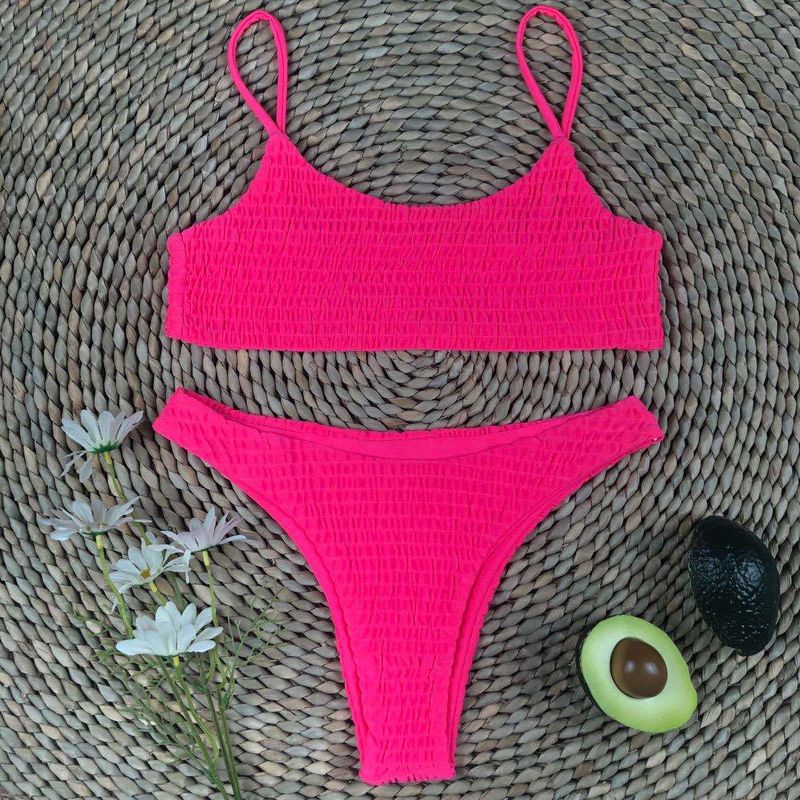 Costume da bagno caldo da donna, bikini sexy a triangolo plissettato _voghion.com