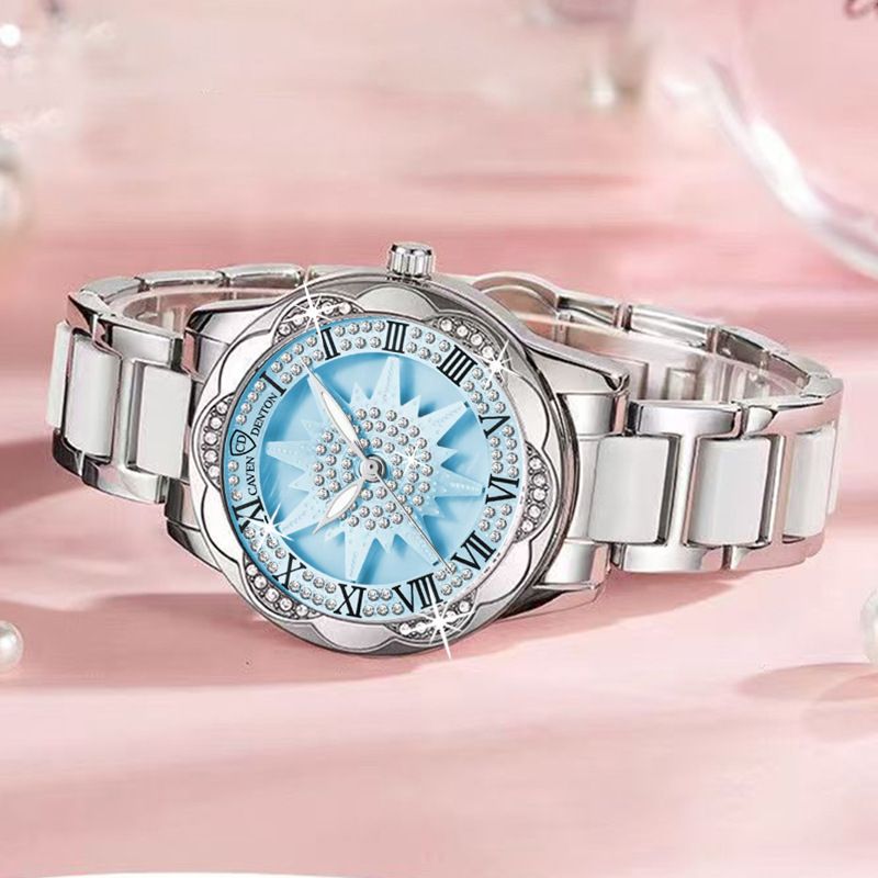 Sunflower Ceramic New Niche Light Fashion Fully Automatic Women's Quartz Watch_voghion.com