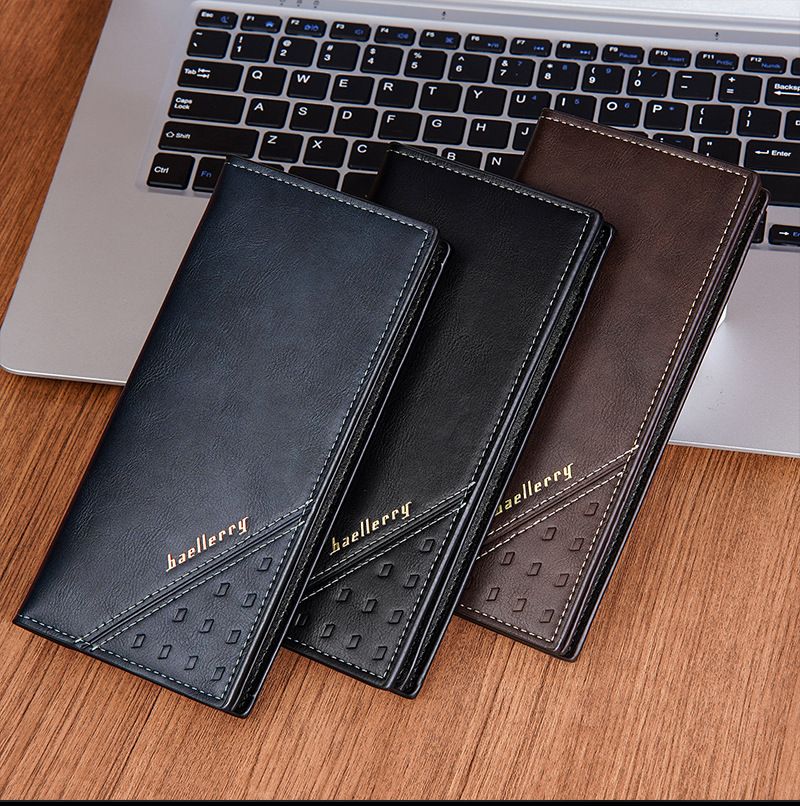 BAELLERRY New Men's Long Wallet European And American Business Style Multiple Card Slots RFID Theft Protection Made With Soft Leather Material_voghion.com