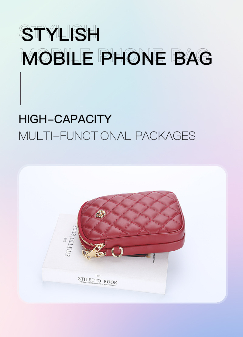 BOISEEN borsa per cellulare borsa piccola a rombo femminile borsa a tracolla con cerniera a doppio strato portamonete verticale da donna_voghion.com