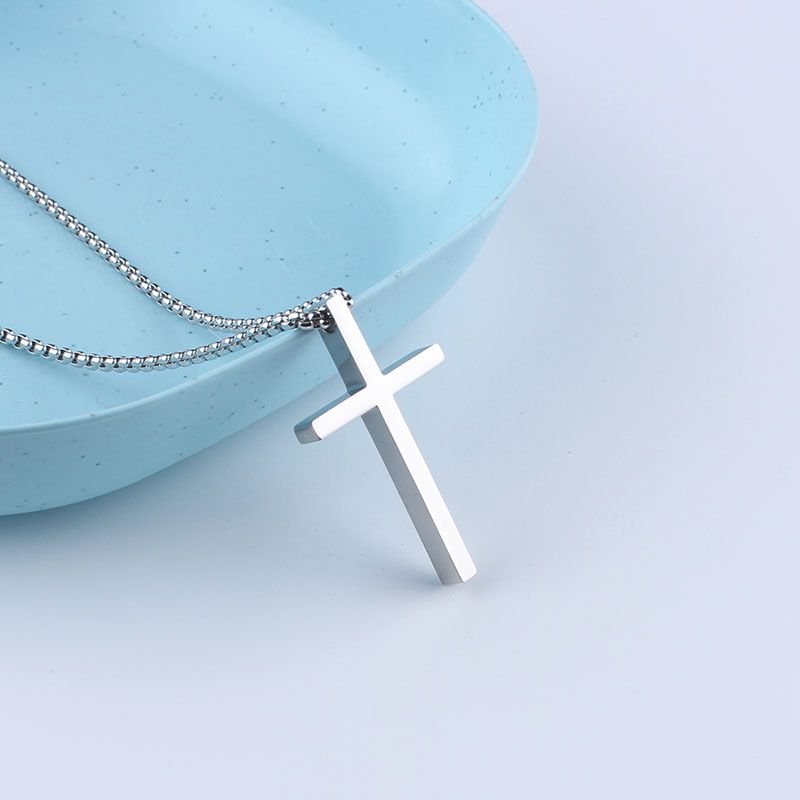 Collier croix unisexe polyvalent hip-hop en acier inoxydable, pendentif couple, chaîne de pull, personnalité étudiant sweat-shirt_voghion.com