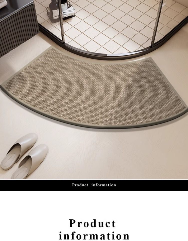Home Textile Linen Woven Curved Bathroom Floor Mat Toilet Absorbent Foot Mat Toilet Shower Room Door Arc Non Slip Mat_voghion.com