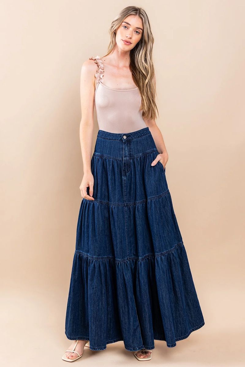 Vintage Low-Rise Denim Skirt For Women - Distressed High Waist Streetwear Mini Skirt With Ruffled Hem, Summer Casual Aesthetic, Blue Washed_voghion.com